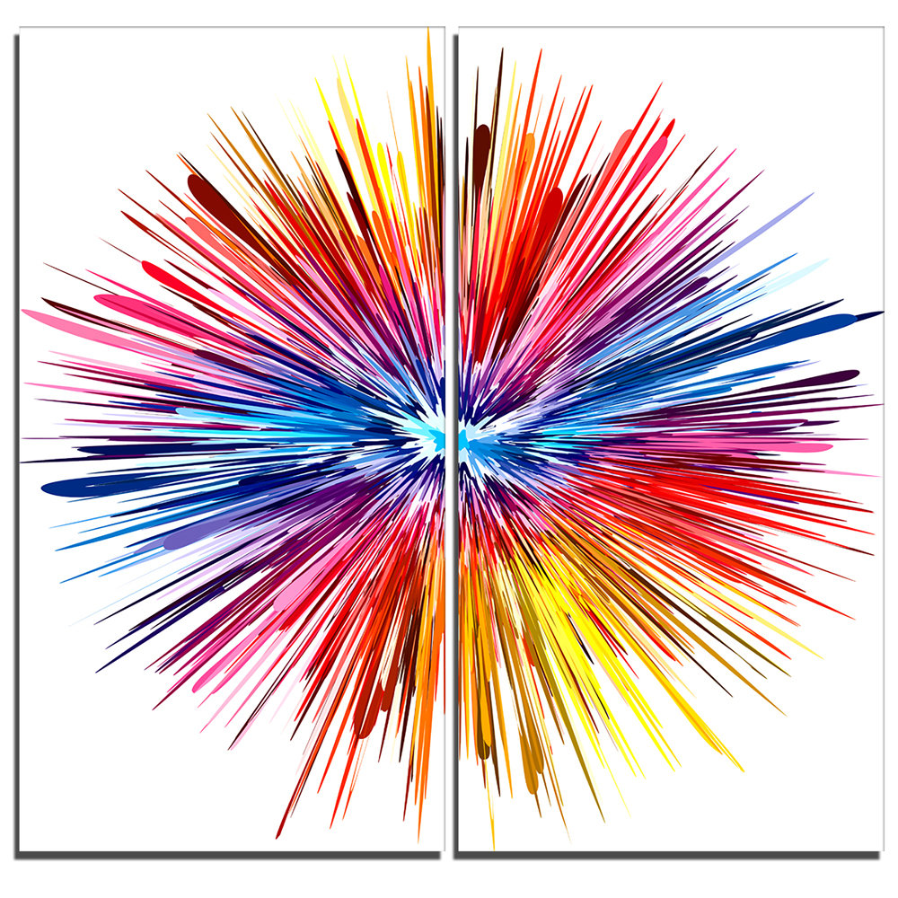 Color Explosion Abstract 2 Piece Graphic Art on Wrapped Canvas Set Design Art