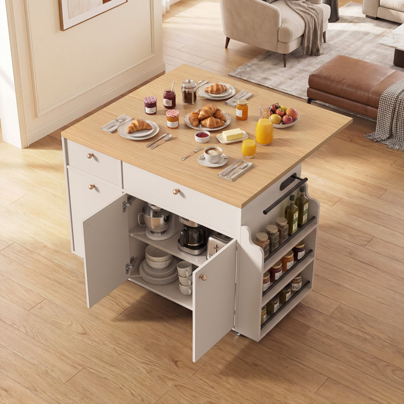 Îlot de cuisine avec chariot de rangement pour îlot de cuisine avec rallonge