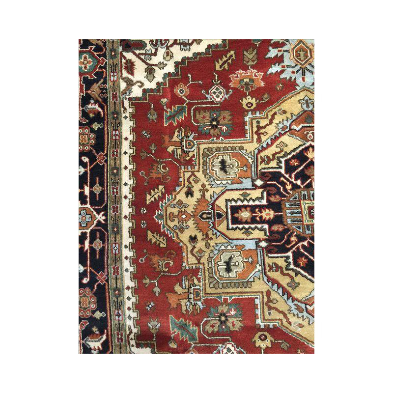 Hand Knotted Wool Area Rug in Rust