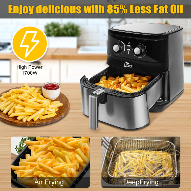 c&g outdoors 4.8qt Compact Air Fryer, Non Stick Frying Basket, Small Manual Air  Fryer With Timer Knob And Temperature Knob, Black