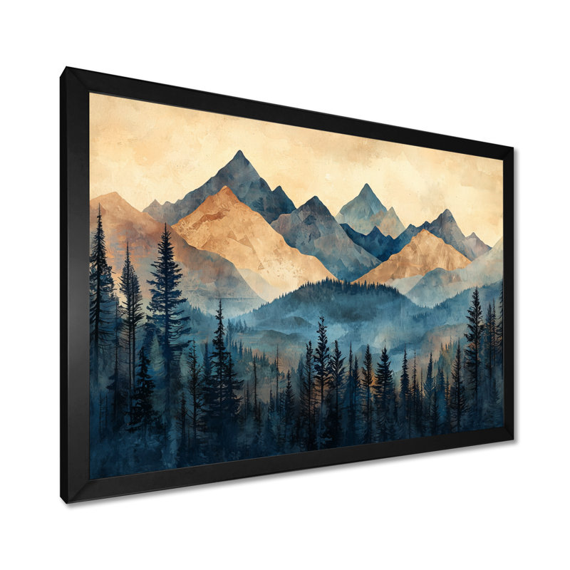 Gintaris Mountain Forest Pine Tree Roots V - montagnes, art mural, H 12 po x l 20 po, Cadre flottant, Noir