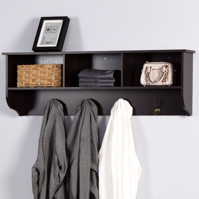 4 Dual Hooks Coat Rack With Storage Shelf Wall Mounted And Garage