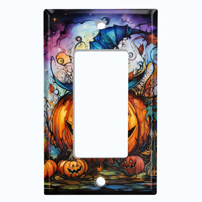 Halloween Spooky Pumpkin Witch Hat Christmas Festive Tree Lights 1 - Gang Toggle Light Switch Standard Wall Plate