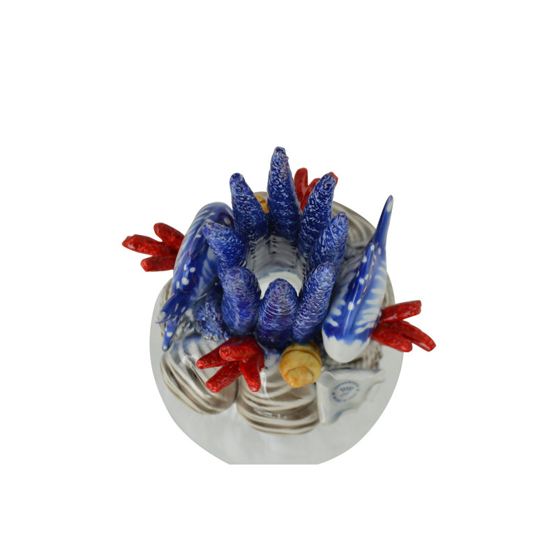 Diffuseur d'huile de porcelaine 8 "avec animaux océaniques Capodimonte