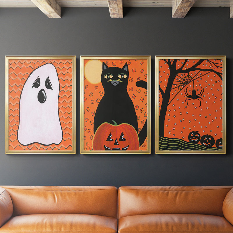 Halloween Fun IV, toile encadrée de qualité supérieure - prête à être accrochée, H 42,5 po x l 61 po x P 2,5 po, Cadre doré