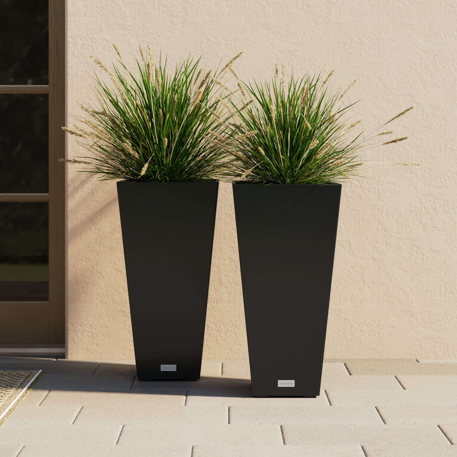 Pure Series Pot Planter, Black, 30" H x 15.25" W x 15.25" D, Set of 2