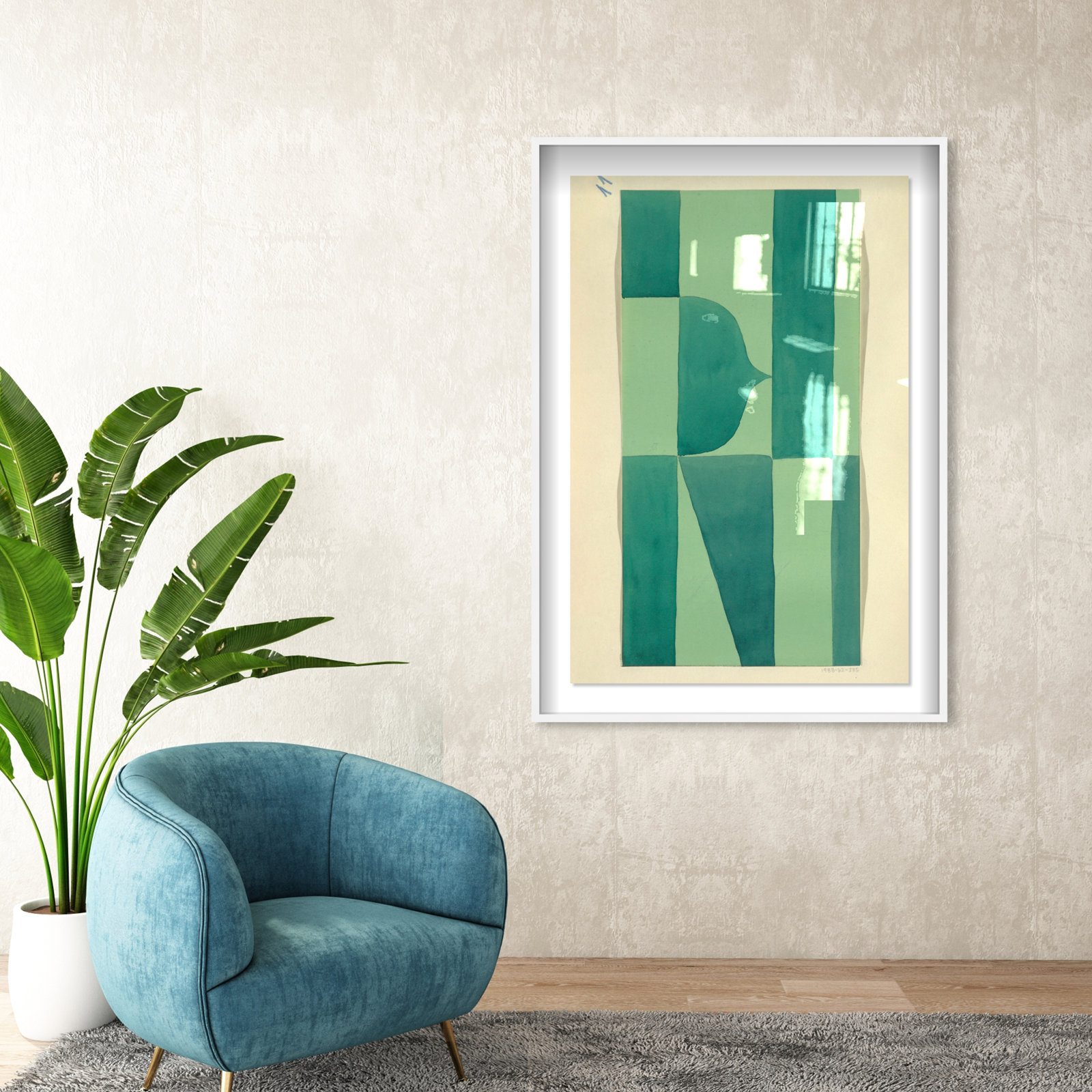 Erickson "Green Abstract" Print by Oliver Gal, 55" H x 37" W, White