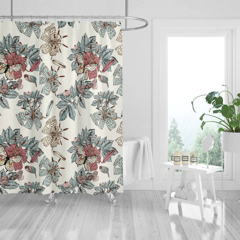 Timothe Floral Shower Curtain, 93" H x 70" W
