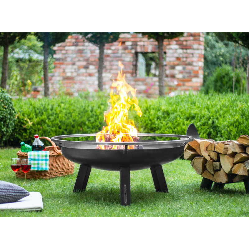 Round Steel Wood Burning Smokeless Fire Pit, 41cm H x 60cm W x 60cm D