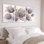 Ensemble de 3 tableaux muraux sur toile représentant des tulipes violettes, parfaits pour la décoration du salon et de la chambre.