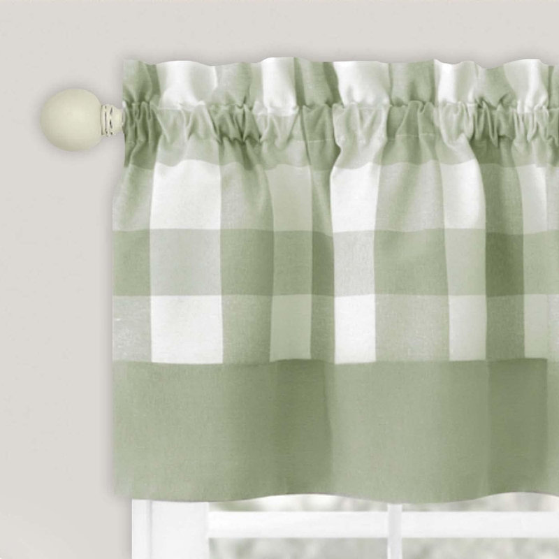  Country Farmhouse 3 Piece Plaid Cafe Kitchen Curtain Tier & Valance Set - Assorted Colors & Sizes, 24 in. Long, Green