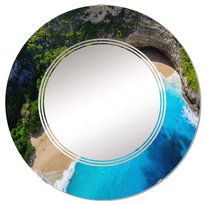 Vue aérienne de la plage tropicale indonésienne bleue I - miroir mural nautique et côtier