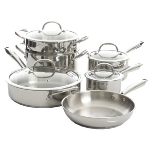 Batterie de cuisine 10 pièces en acier inoxydable antiadhésif Kenmore Elite Devon