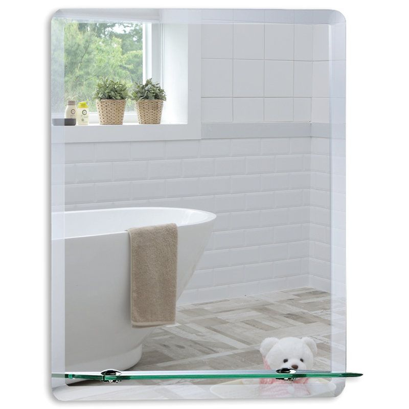 Selders Flat Wall Mirror with Shelves, 60cm x 45cm