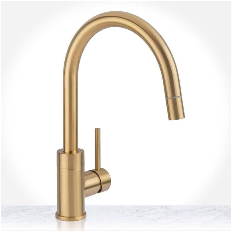 Mia 1.8 GPM Single Hole Pull Down Kitchen Faucet, Champagne Gold