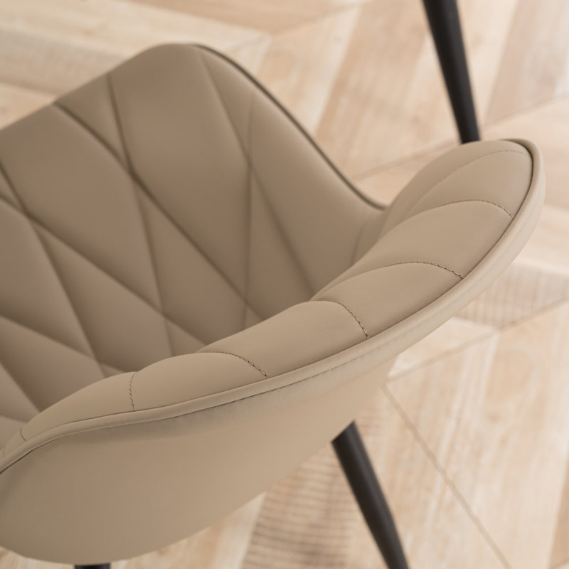 Chardee Tufted Upholstered Dining Chairs Faux Leather Waterproof Side Chair With Metal Frame, Khaki