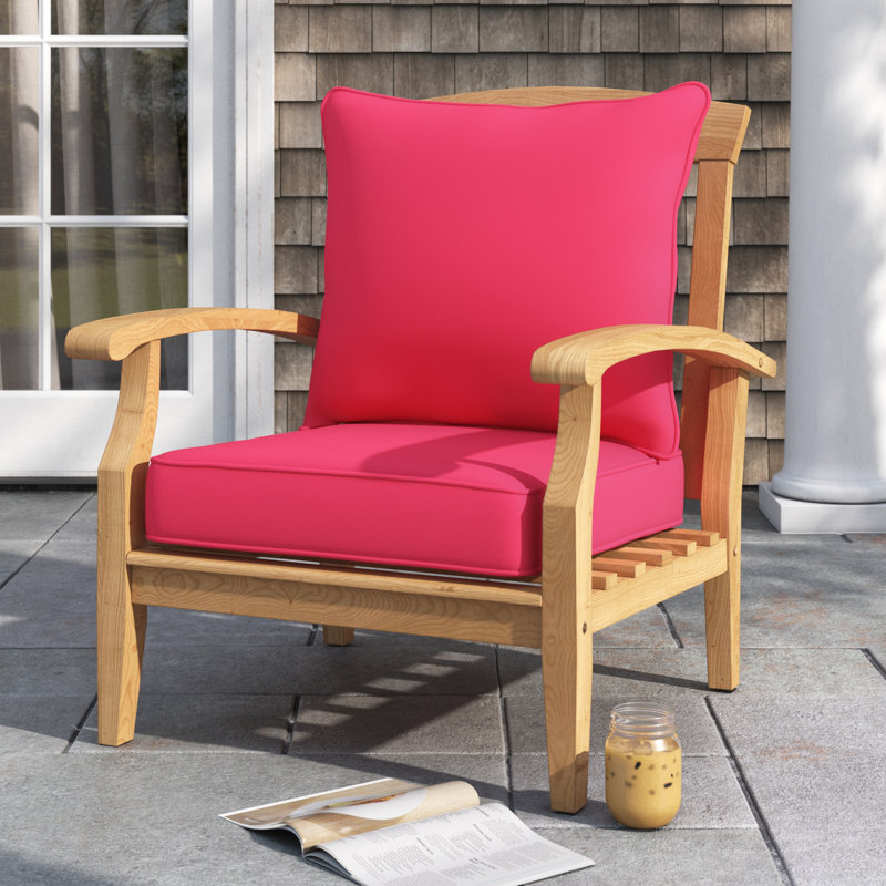 Damali Indoor/Outdoor Seat/Back Cushion, 5" H x 23" W x 25" D, Canvas Hot Pink Sunbrella® Canvas