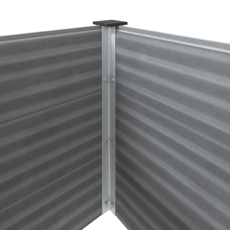 Raised garden bed in galvanized steel, 54cm H x 250cm W x 50cm D, Grey
