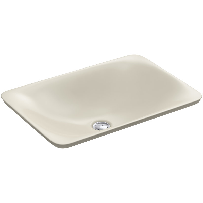Carillon Ceramic Rectangular Drop-in Bathroom Sink, Almond