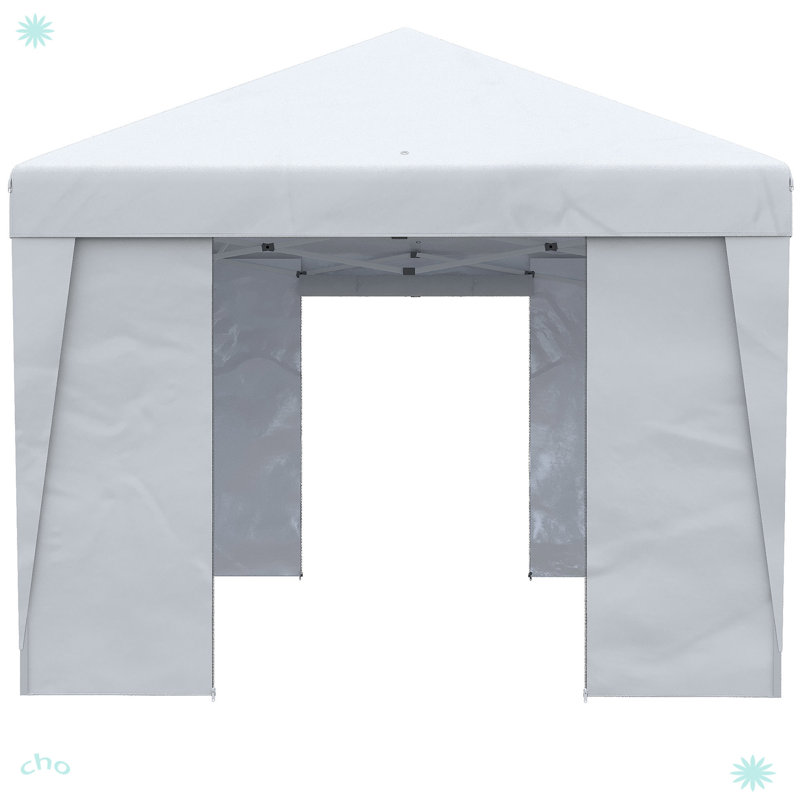 Tente d'auvent escamotable avec parois latérales, grande tente de réception réglable en hauteur, Blanc