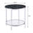 Damain Round End Table with Storage in Black and Chrome