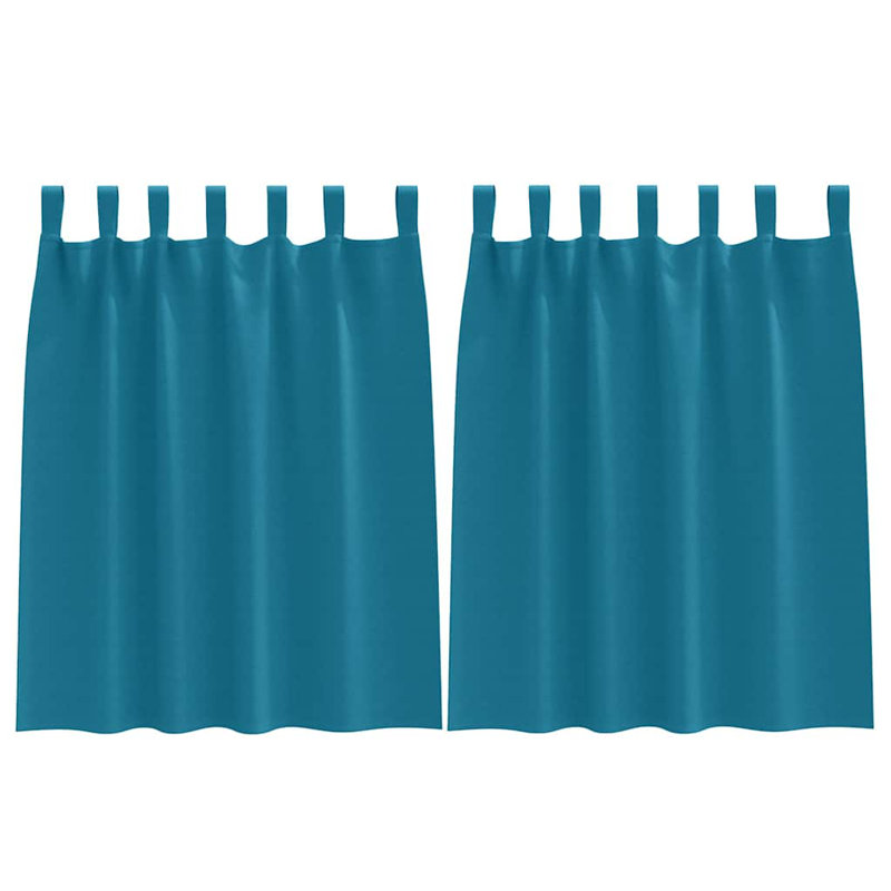 Curtains With Curtains 2 Pcs Polyester, Turquoise, 140cm Width x 140cm Drop