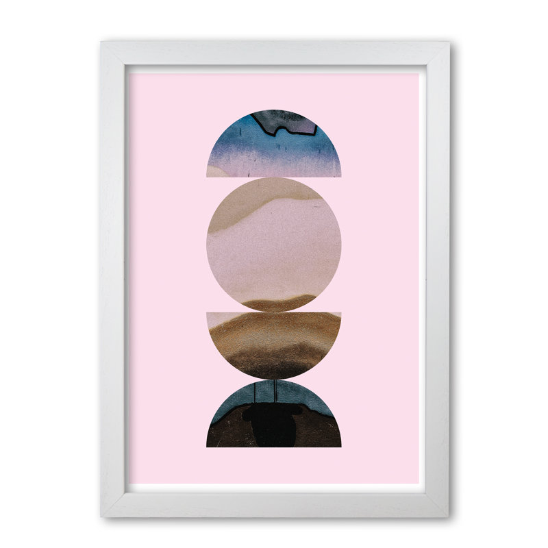 Abstract Circles Pink Background - Print, 85 cm H x 60 cm W x 5 cm D, White Grain Frame