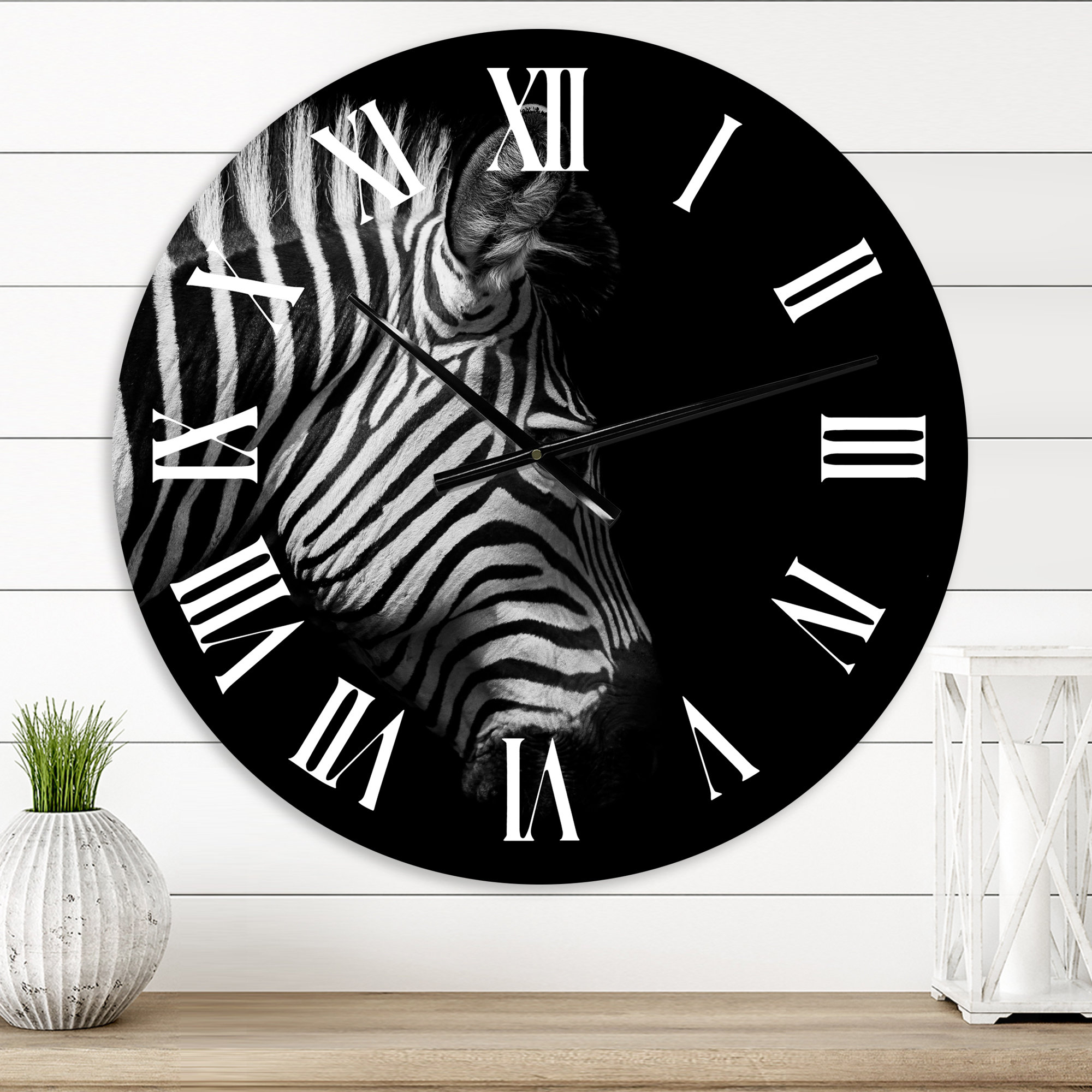 Zebra Clock East Urban Home Monochrome Portrait of Zebra Head - Farmhouse wall ...