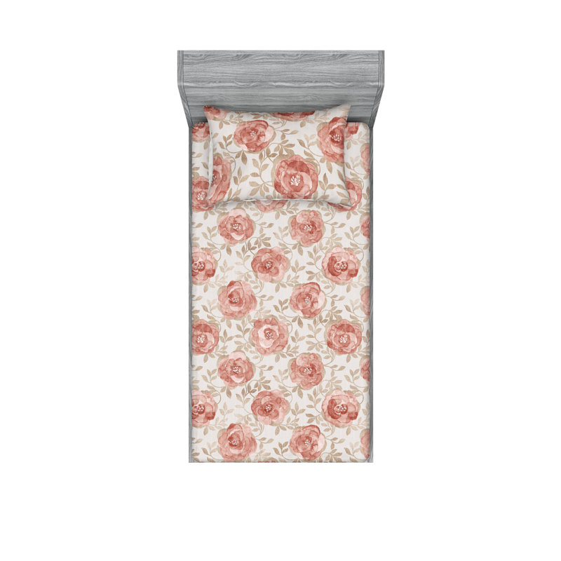 Drap-housse et taies décoratives 3 pièces Ambesonne, Ensemble de draps pour lit simple avec 1 taie d'or