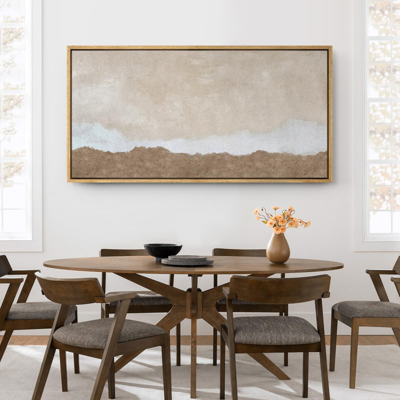 Paysage subtil, horizon, tons terreux, art moderne, H 30 po x l 60 po, Naturel