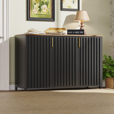  47"w Modern Buffet Cabinet With Storage-sideboard Cabinet With Fluted Door Design,accent Cabinet With Storage For Dining Room,hallway, Living Room (black Entryway Cabinet )