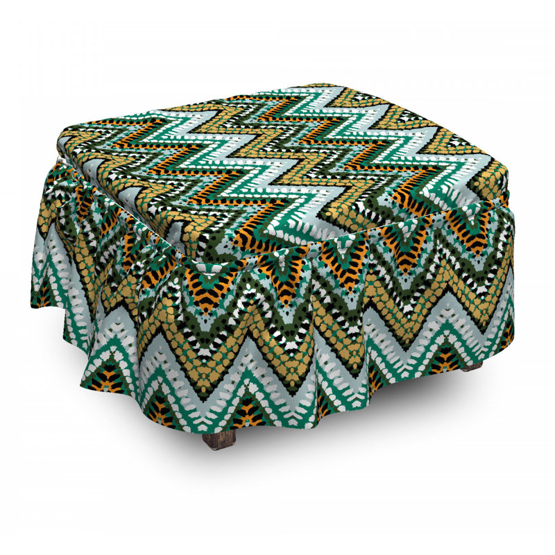 Housse pour repose-pieds boho zigzag lines