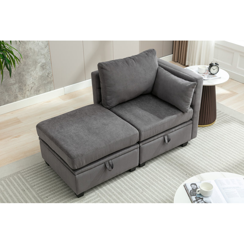 Chaise longue rembourrée Jahlani, Gris foncé