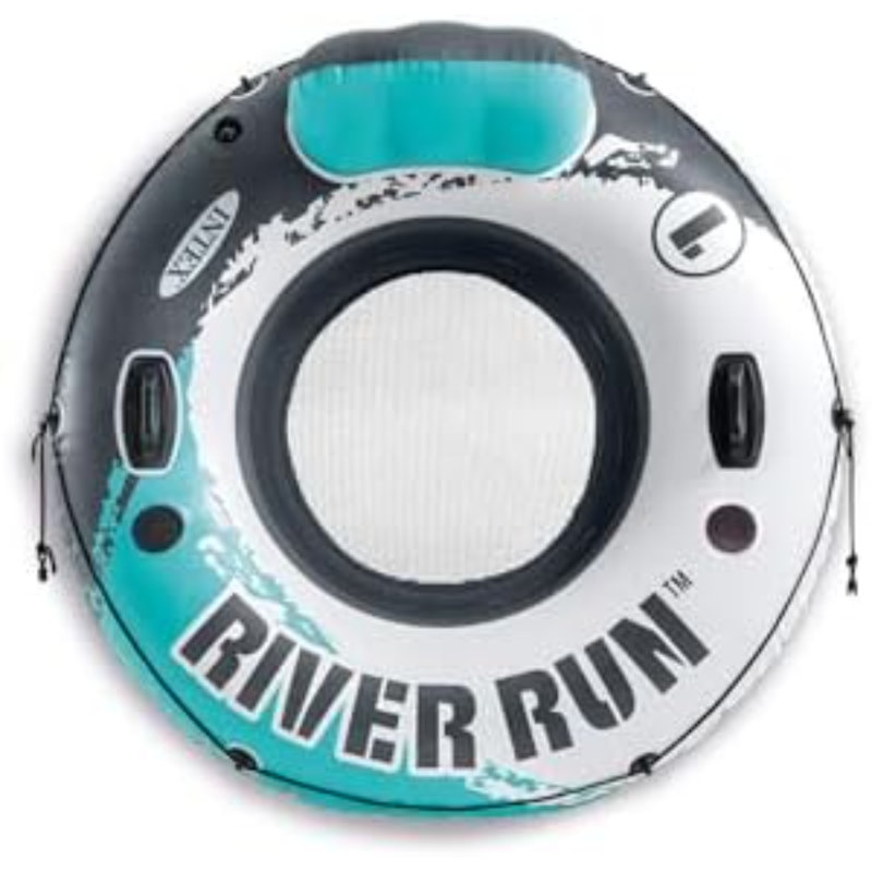 River Run 1 Inflatable Floating Lounge: Comfortable Backrest – Built-In Cup Holders – Durable Grab Handles – All Around Grab Rope – 220Lb Weight Capacity