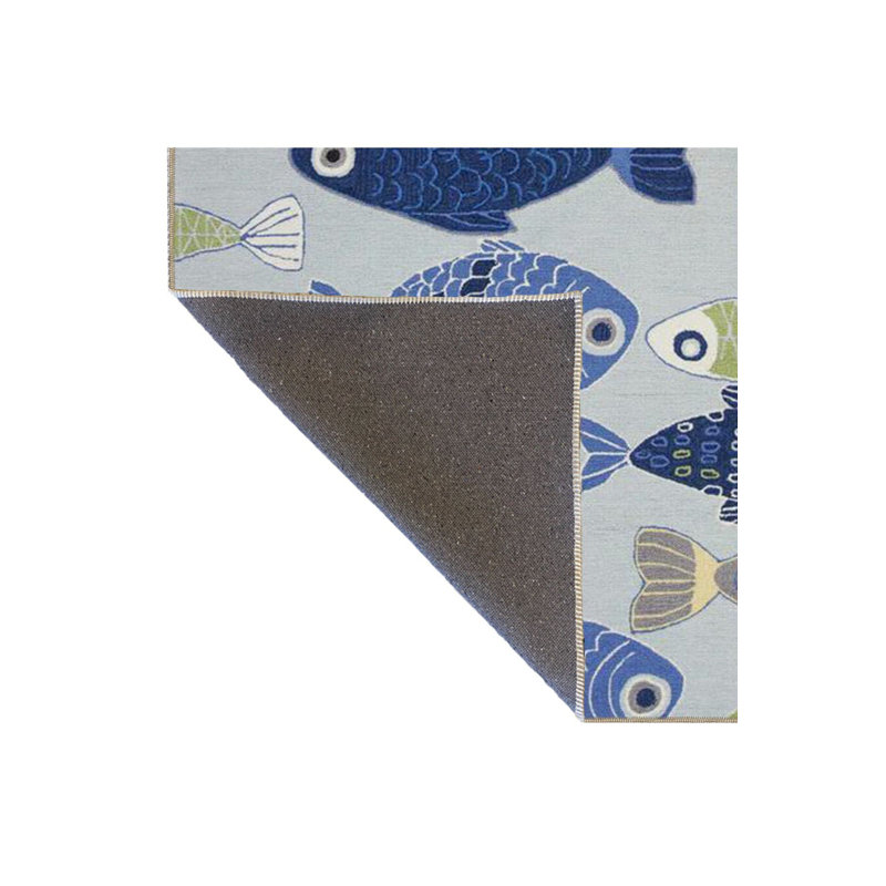 Machine Washable Fish Patterned Woven Base Decorative Rug, Rectangle 4'7" x 6'7"