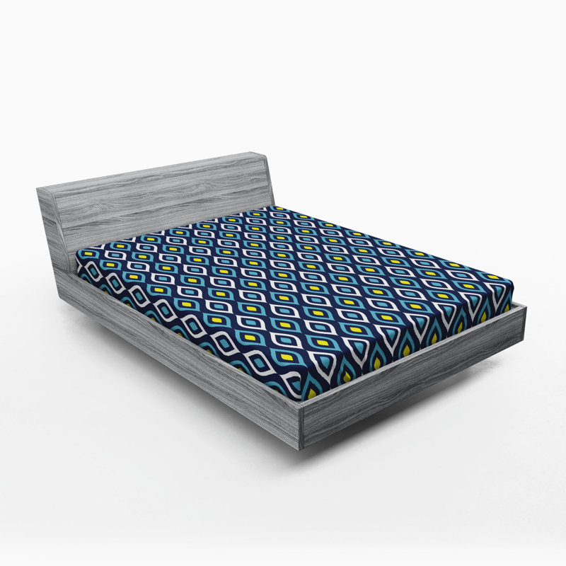 Microfiber Geometric Fitted Sheet, Queen Fitted Sheet