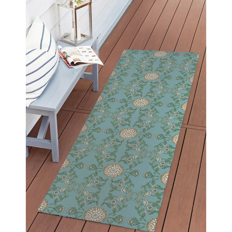 Aria Soft Step Outdoor Area Rug, Blue, Runner 8' x 2'6"