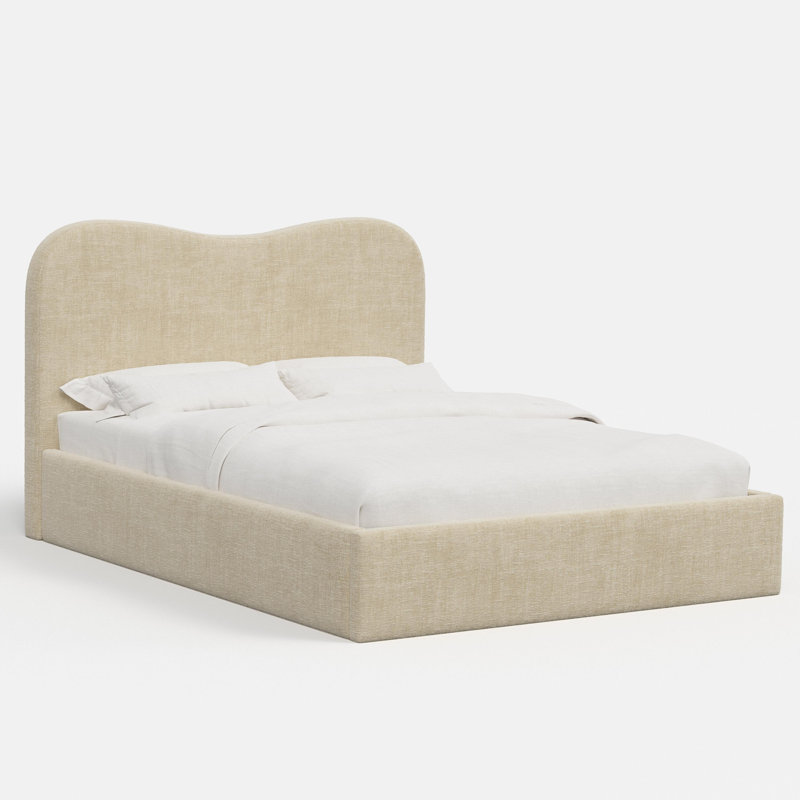 Upholstered Bed, Full, Faux Mohair Garnet