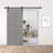 30 In. X 80 In. Light Grey Painted Finished Composite MDF 6 Panel Interiorsliding  Barn Door With Hardware Kit-55594911-55594910