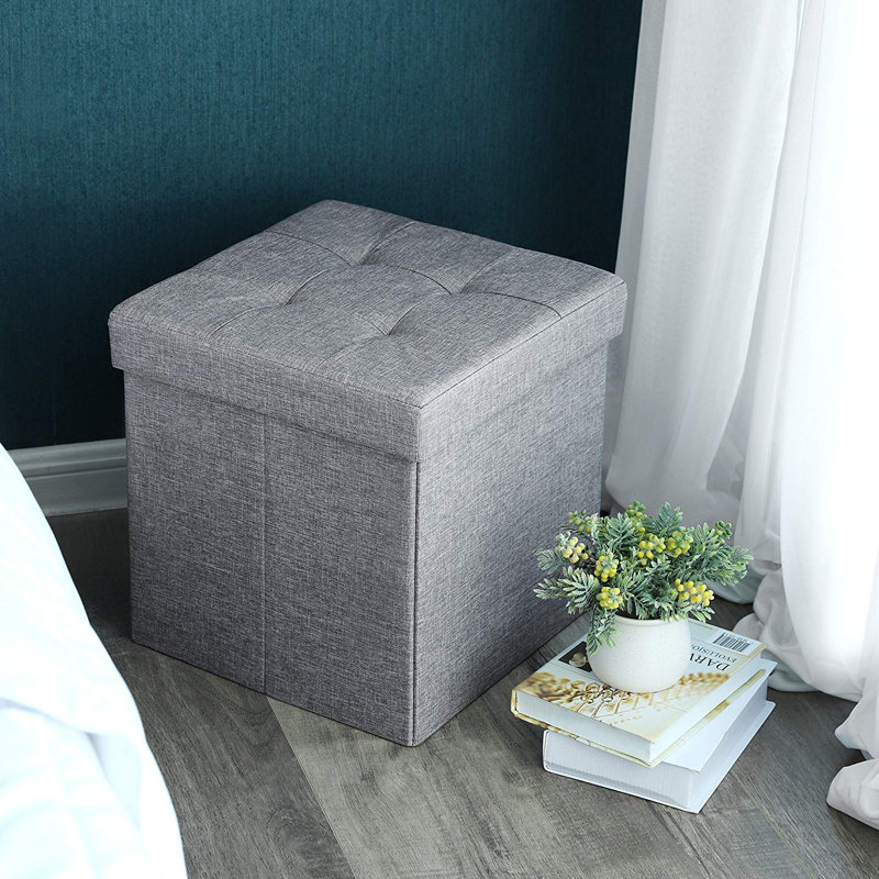 Mccleskey 38cm Wide Square Solid Colour Ottoman with Storage, Light Grey