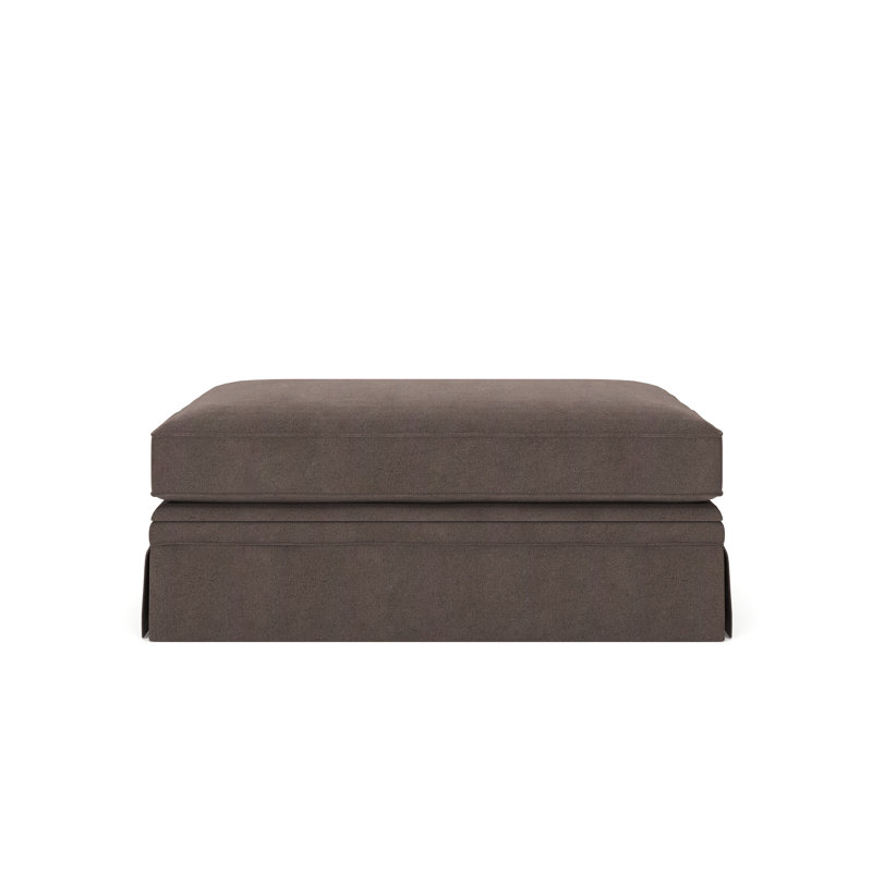 Repose-pieds rembourré avec rangement Shelby, Velours performance bois de frêne Bella