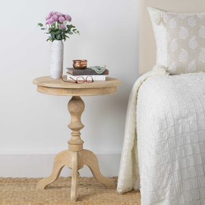 Hannelore Solid Wood Pedestal End Table