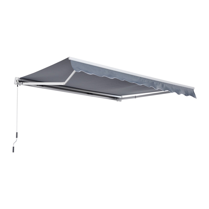 Dakota Fields Grey Cover Retractable Patio Awning, 395cm W x 300cm D