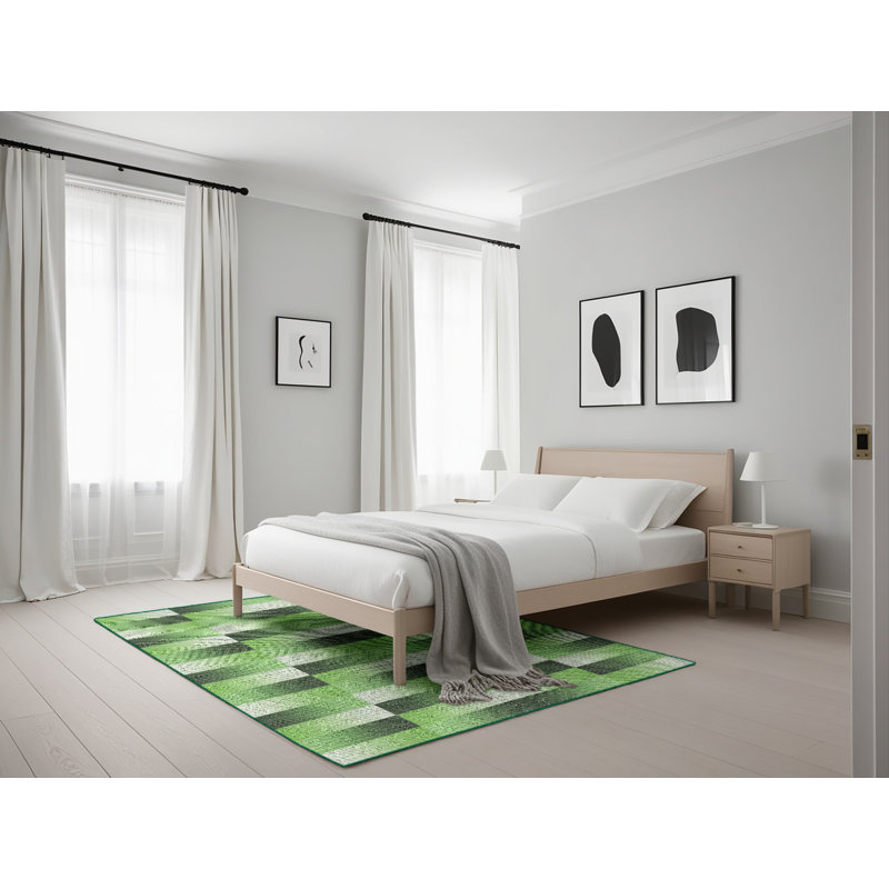 Tapis décoratif bleu marine Reinoso, Rectangle 5 pi x 7 pi