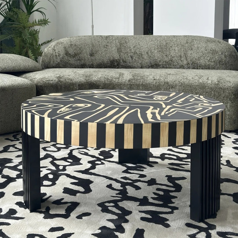 Artistic Black Coffee Table, 17.7" H x 37.4" L x 37.4" W