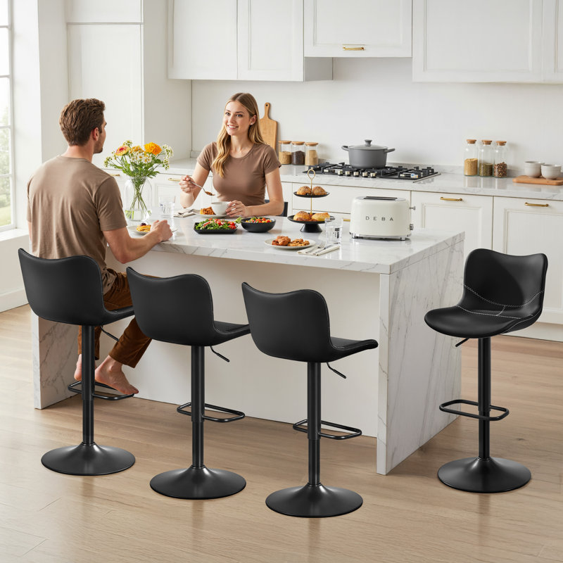 Barabo Swivel Upholstered Adjustable Height Counter Stool, Black
