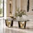 Houston Coffee Table with Glass Top - Gold/Walnut