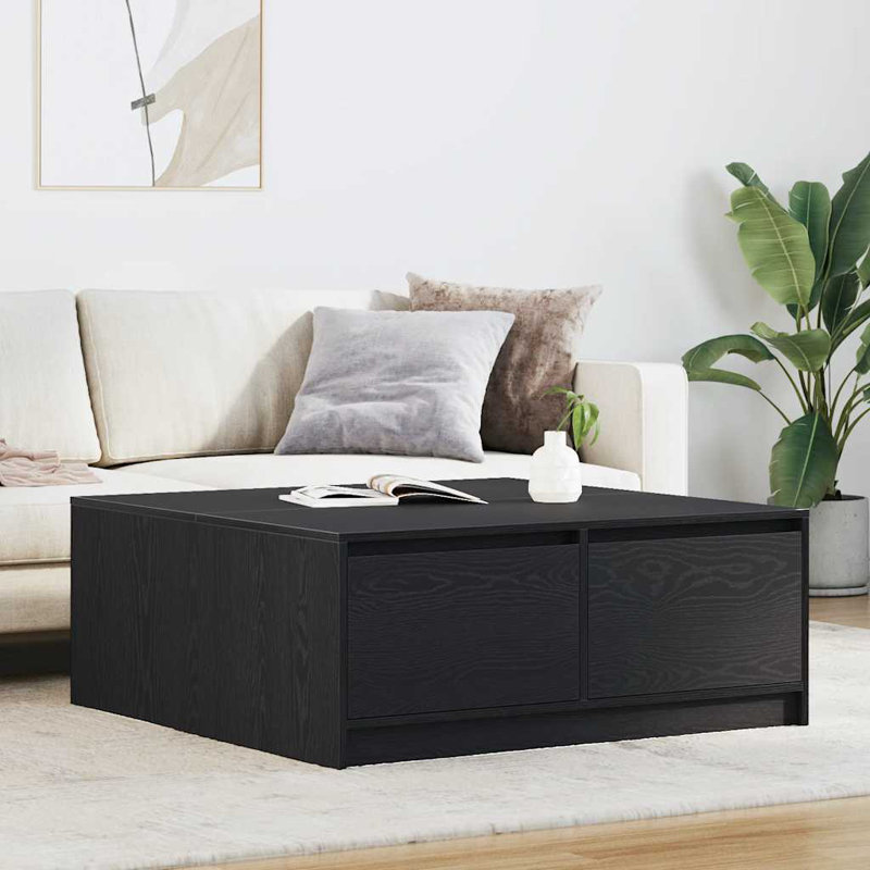 Coffee Table with Storage, 40" H x 100" L x 100" W, Black Oak