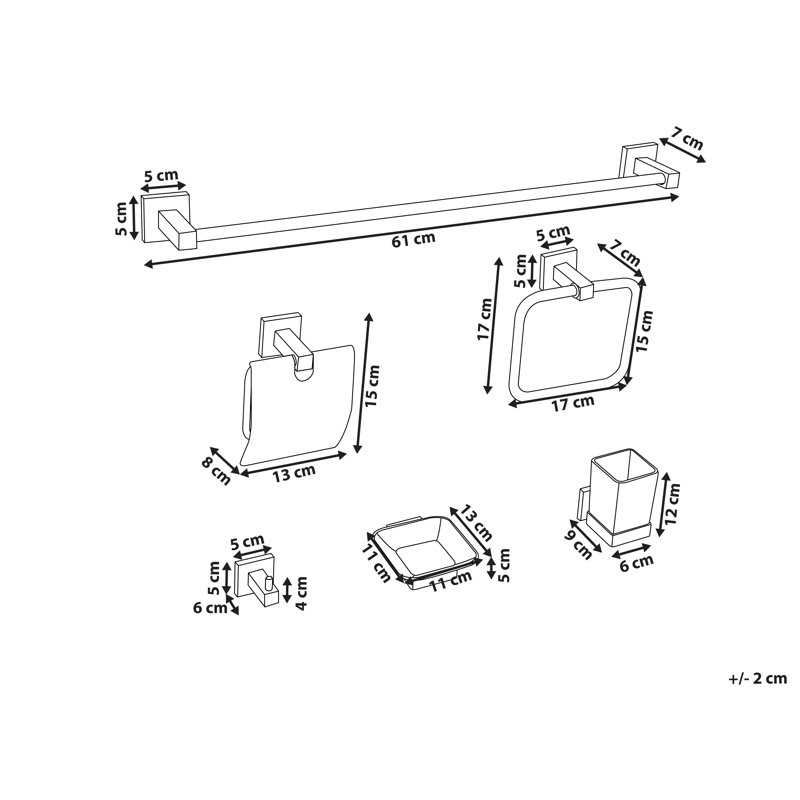 6-Piece Bathroom Hardware Set UVITA with Towel Bars and Hooks, Silver