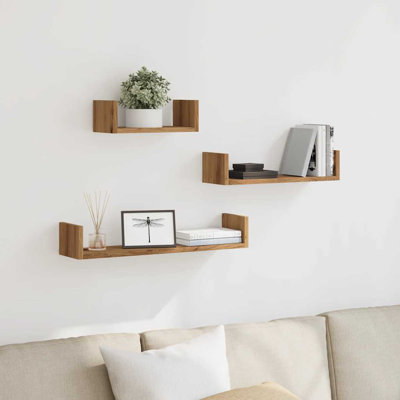 Abdulkadir 3 Piece Solid Wood Floating Shelf Set